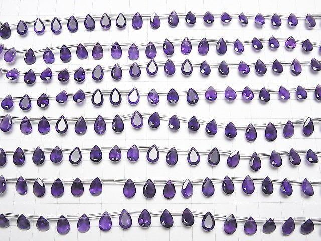 Hochwertiger Amethyst AAA- Tropfenform facettiert 9x6mm halb oder 1Strang Perlen (18 Stück)