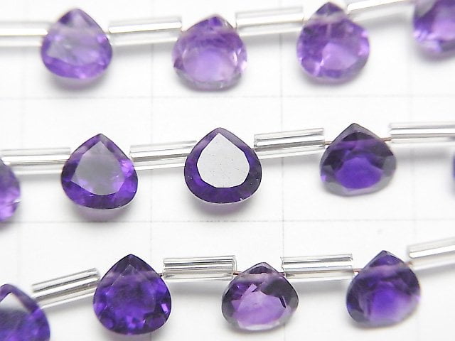 高品質紫水晶 AAA- 栗子刻面 6x6mm 1串珠子 (18顆)