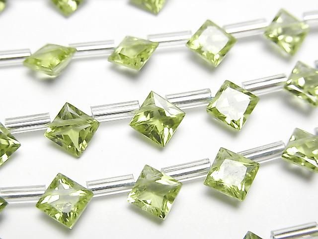 高品質橄欖石 AAA 鑽石公主方形切割 6x6 毫米 半串或 1 串 (18顆)
