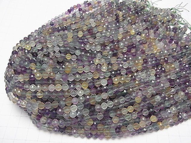 Hochwertig! Multicolor Fluorit AA++ Facettiert Rund 5mm 1Strang Perlen (ca. 15 Zoll / 37 cm)