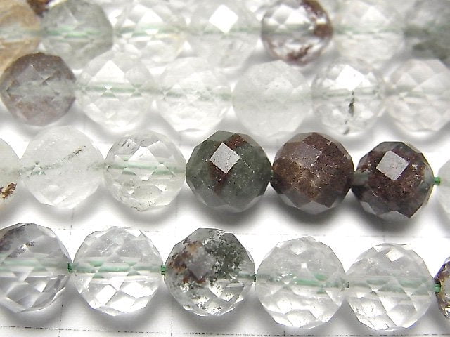 高品質!庭園石英 AA+ 64刻面圓珠 8mm 半串或一串 (約15英吋/36公分)