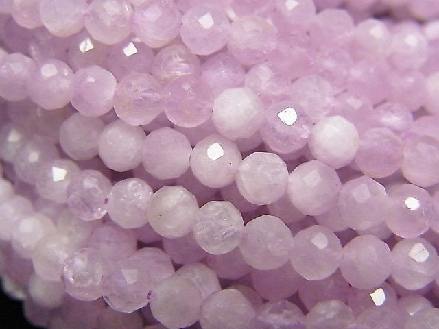 高品質!紫鋰輝石 AA++ 刻面圓珠 4mm 半串或 1 串珠(約 15 英吋 / 37 公分)