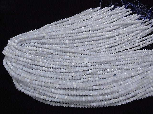 Hochwertig! Blaue Spitzenachat AA++ Facettierte Knopf-Rondelle 4x4x3mm halb oder 1strang Perlen (ca. 15 Zoll / 37 cm)