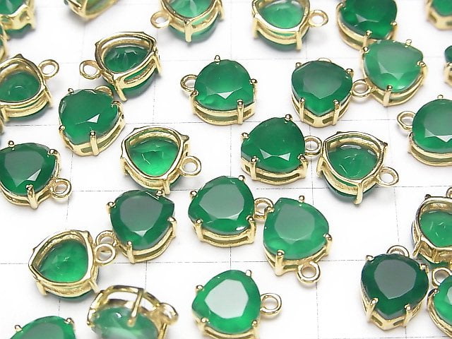 高品質綠瑪瑙 AAA 包邊鑲嵌栗子刻面 8x8mm 18KGP 2顆