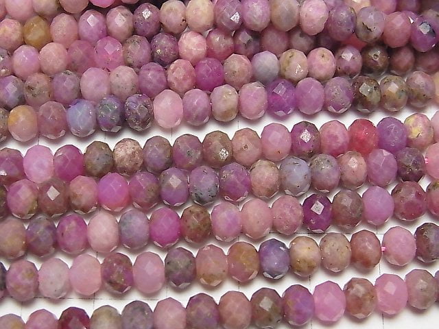 高品質!刻面鈕扣式紅寶石 AA 級刻面扁珠 6x6x4mm 半串或 1 串珠子 (約 15 英吋 / 36 公分)