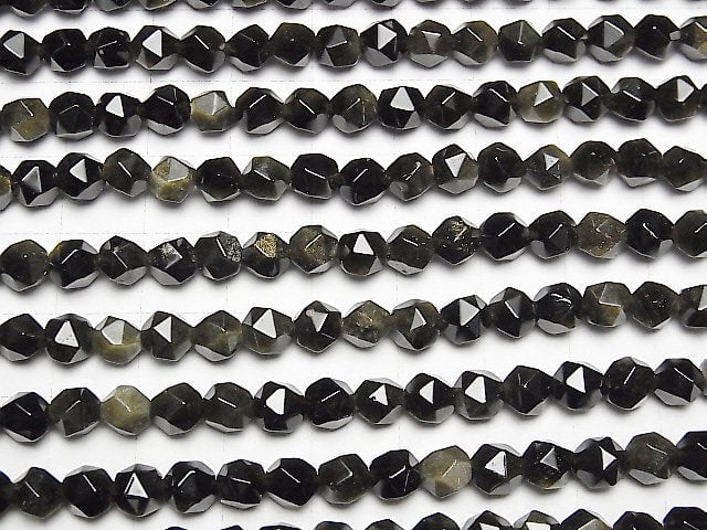 Goldener Obsidian 20 facettiert rund 6mm 1 Strang Perlen (ca. 15 Zoll / 37 cm)