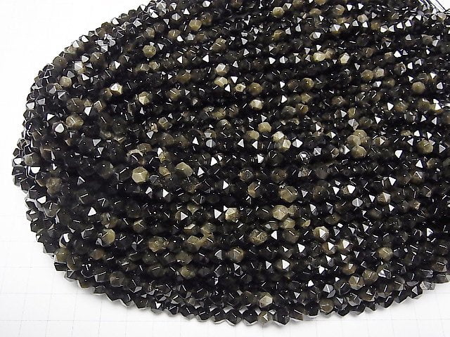 Goldener Obsidian 20 facettiert rund 6mm 1 Strang Perlen (ca. 15 Zoll / 37 cm)