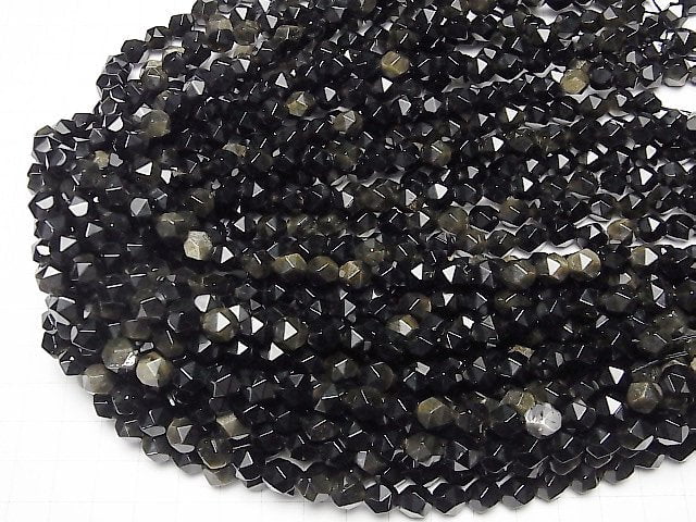 Goldener Obsidian 20 facettiert rund 8mm 1 Strang Perlen (ca. 15 Zoll / 36 cm)
