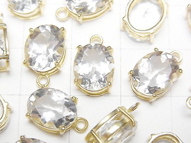 高品質白色托帕石 AAA 包鑲橢圓形刻面 10x8mm 18KGP 1個