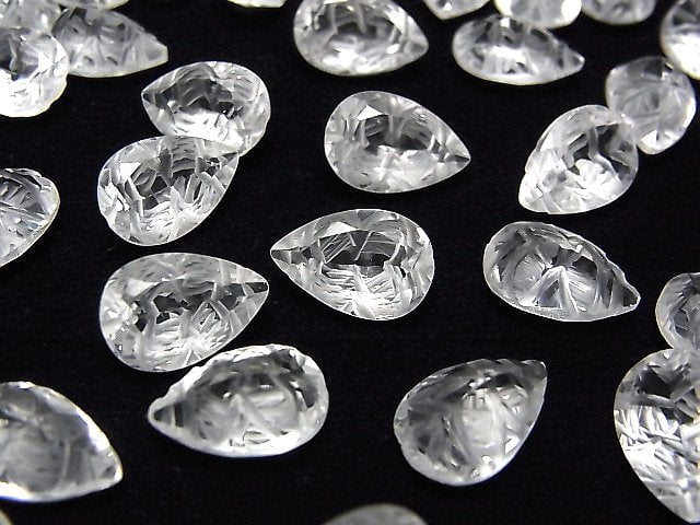 High Quality Crystal AAA Carved Pear shape Faceted 12x8mm 3pcs