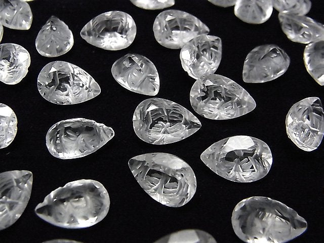 High Quality Crystal AAA Carved Pear shape Faceted 12x8mm 3pcs