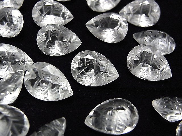 Hochwertiger Kristall AAA geschnitzt tropfenförmig facettiert 14x10mm 2 Stück