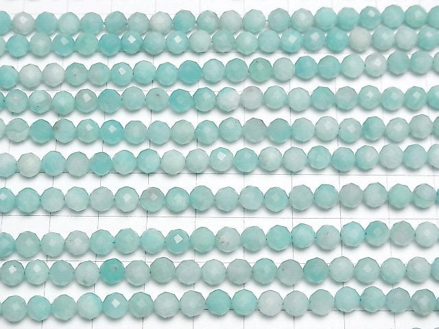 Hochwertiger! Peru Amazonit AA+ facettiert rund 5mm 1 Strang Perlen (ca. 15 Zoll / 37 cm)