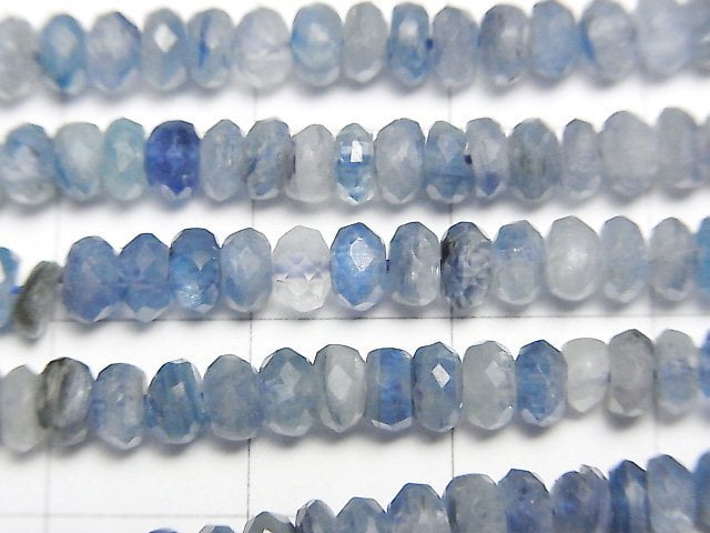 高品質!藍晶石 AA+ 切面鈕扣圓珠 4x4x2.5mm 半串或 1 串珠子 (約15英吋 / 36公分)