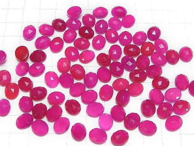 Fuchsia Pink Chalcedon AA++ Oval Facettiert Cabochon 10x8mm 3Stücke