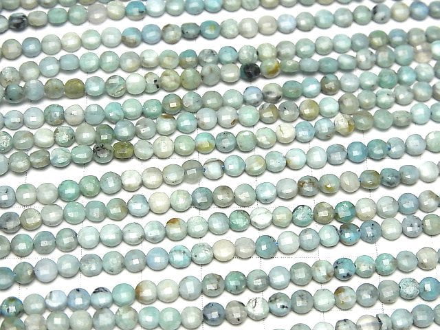 Hochwertiger! Blauer Opal facettiert Münze 4x4x2mm 1 Strang Perlen (ca. 15 Zoll / 37 cm)