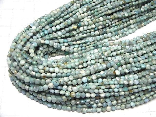 Hochwertiger! Blauer Opal facettiert Münze 4x4x2mm 1 Strang Perlen (ca. 15 Zoll / 37 cm)