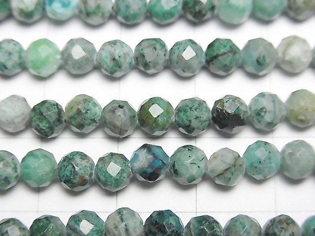 High Quality! Chrysocolla Inquartz Faceted Round 5mm 1strand beads (aprx.15inch / 37cm)