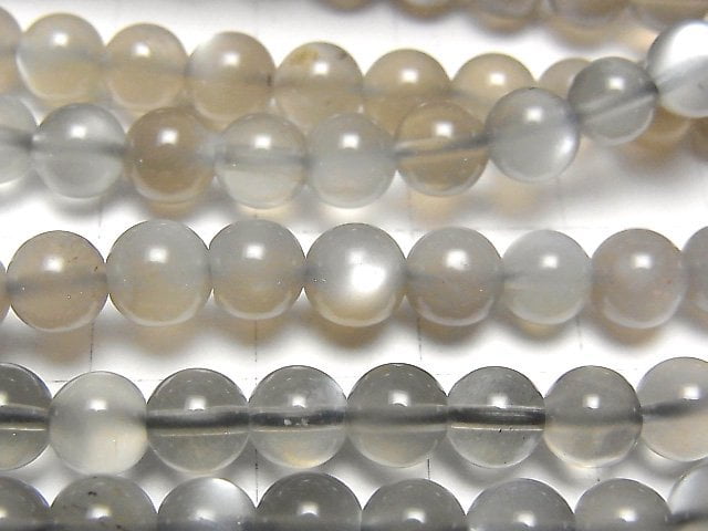 灰月光石 AAA 圓珠 6mm 半串或 1 串珠(約 21 英吋 / 52 公分)