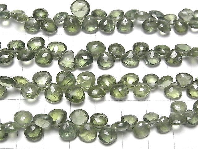 Hochwertiger Grüner Apatit AA++ Kastanienform Facettiert Briolette halb oder 1Strang Perlen (ca. 6 Zoll / 16 cm)