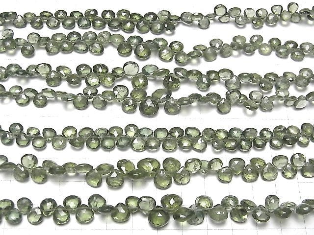 Hochwertiger Grüner Apatit AA++ Kastanienform Facettiert Briolette halb oder 1Strang Perlen (ca. 6 Zoll / 16 cm)