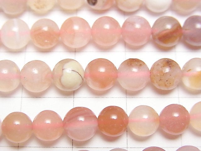 粉紅色波札那瑪瑙圓珠 6mm 1串珠子 (約15英吋 / 38公分)