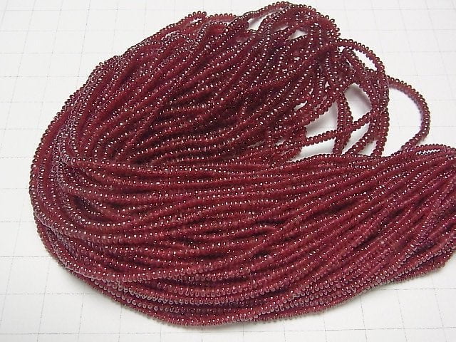 Longido (Tansania) Hochwertiger Rubin AAAA Rondelle halb oder 1Strang Perlen (ca. 15 Zoll / 38 cm)