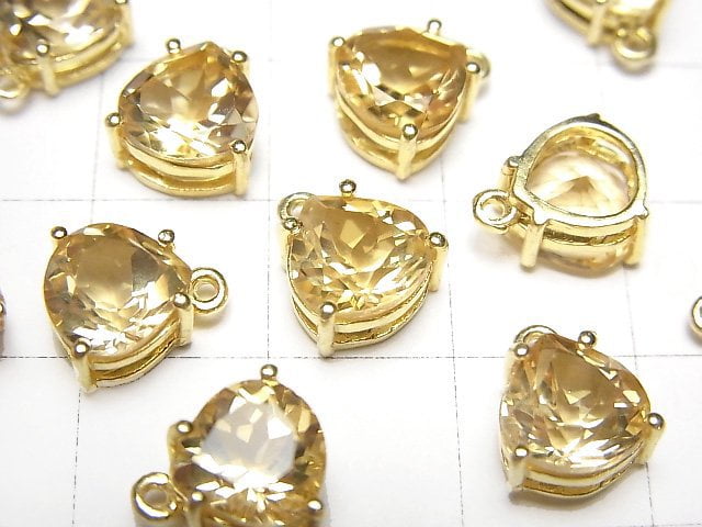 高品質黃水晶 AAA 包鑲栗子刻面 8x8mm 18KGP 1件