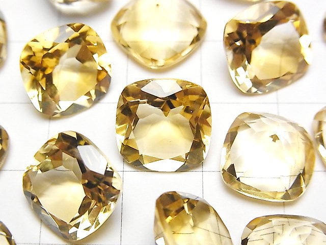 頂級黃水晶 AAA 裸石,方形刻面 12x12 公釐,1顆裝