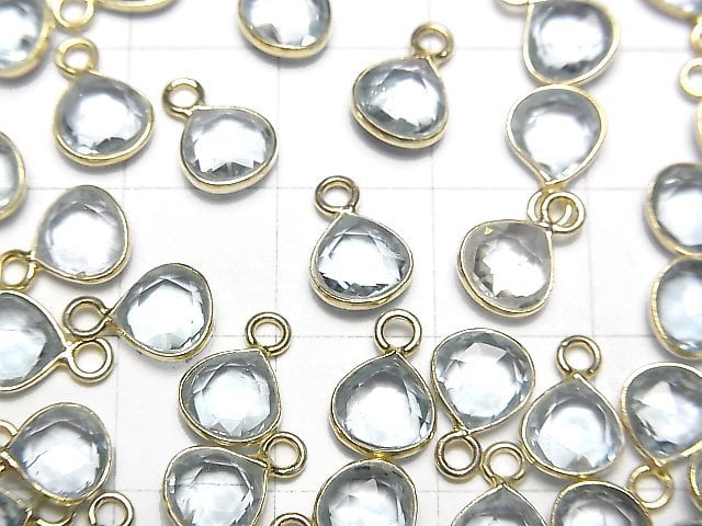Hochwertiger Himmelblauer Topas AAA- Zargenfassung Kastanienform 7x7mm 18KGP 3Stücke