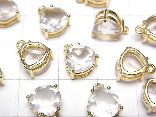 高品質玫瑰石英 AAA 凹槽鑲嵌栗子刻面 8x8mm 18KGP 2顆