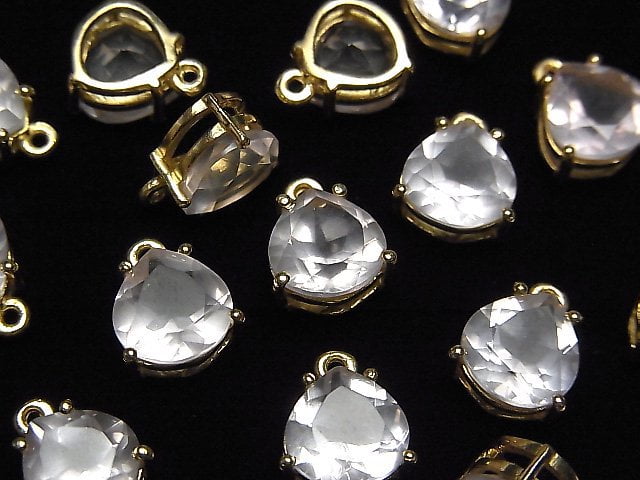 Hochwertiger Rosenquarz AAA Zargenfassung Kastanienförmig Facettiert 8x8mm 18KGP 2Stücke