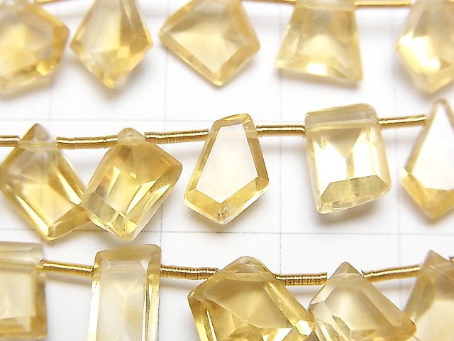 高品質黃水晶 AAA 奇特形刻面半串或一串珠子 (約 7 英寸 / 17 公分)