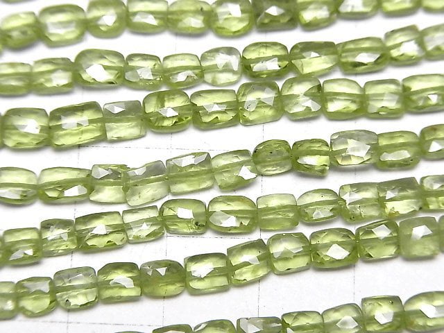 Hochwertiger Peridot AAA- Quadratisch -Facettiert Rechteck halb oder 1 Strang Perlen (ca. 13 Zoll / 32 cm)