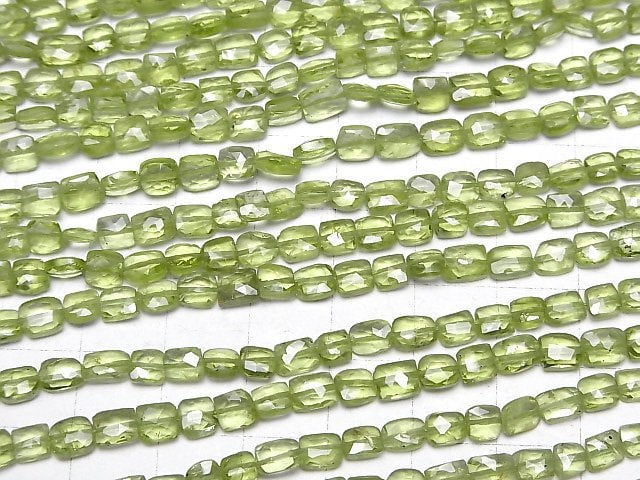 Hochwertiger Peridot AAA- Quadratisch -Facettiert Rechteck halb oder 1 Strang Perlen (ca. 13 Zoll / 32 cm)