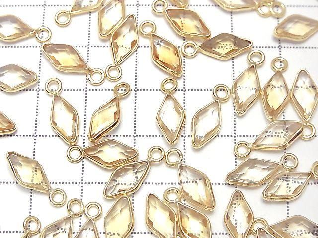 Citrine AAA de haute qualité Sertissage clos Forme diamant 11x6mm 18KGP 3 pièces