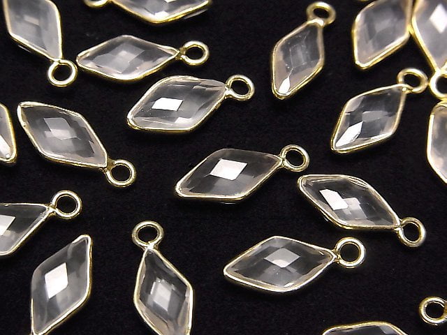 Hochwertiger Rosenquarz AAA Zargenfassung Diamantform 11x6mm 18KGP 3 Stück