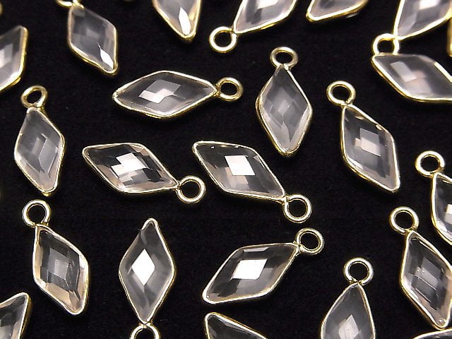 Hochwertiger Rosenquarz AAA Zargenfassung Diamantform 11x6mm 18KGP 3 Stück