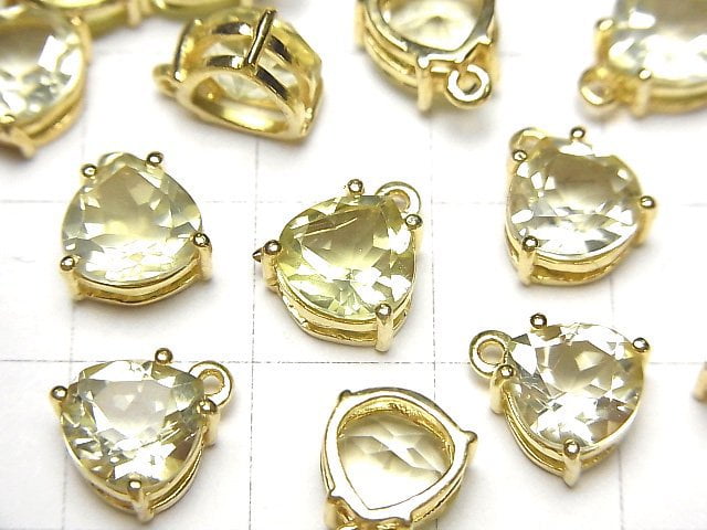 高品質檸檬石英 AAA 包鑲栗子刻面 8x8mm 18KGP 2顆