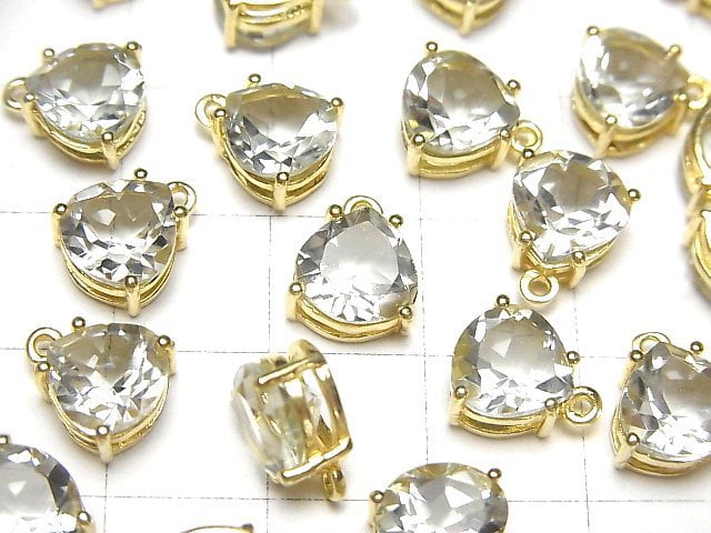 Hochwertiger grüner Amethyst AAA Zargenfassung Kastanienform facettiert 8x8mm 18KGP 2 Stück