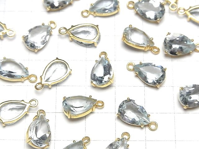 Hochwertiger himmelblauer Topas AAA- Zargenfassung Birnenform facettiert 12x8mm 18KGP 1 Stück