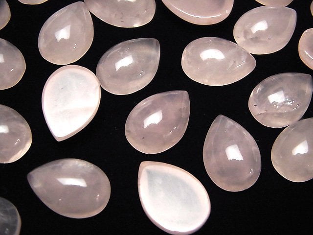Rosenquarz AA++ Tropfenform Cabochon 18x13mm 2 Stück