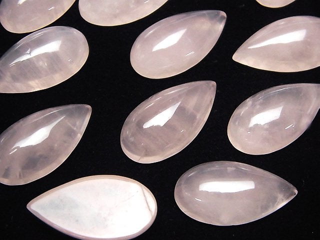 Rosenquarz AA++ Tropfenform Cabochon 23x12mm 2 Stück
