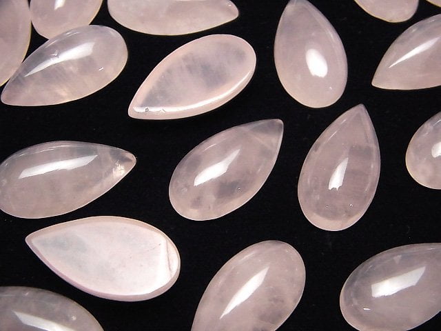 Rosenquarz AA++ Tropfenform Cabochon 23x12mm 2 Stück