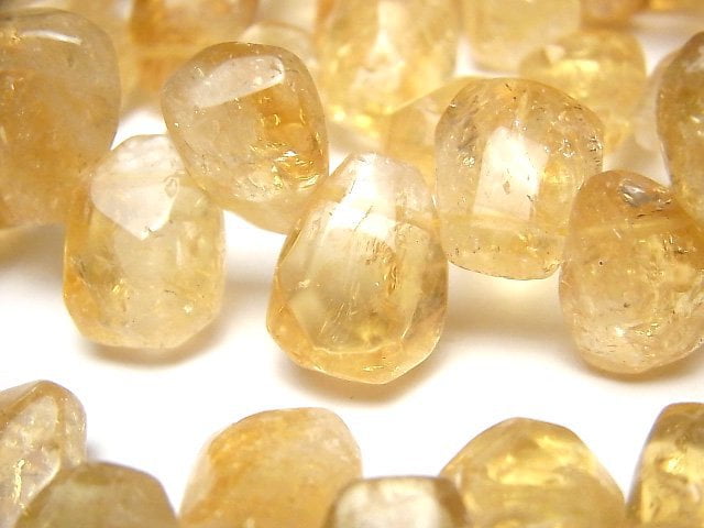 黃水晶AA++刻面不定形塊狀頂部鑽孔 1/4-1串珠子 (約13英吋/33公分)