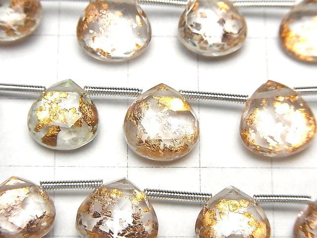 三重刻面水晶AAA栗色刻面水滴形青銅1串珠子 (12顆)