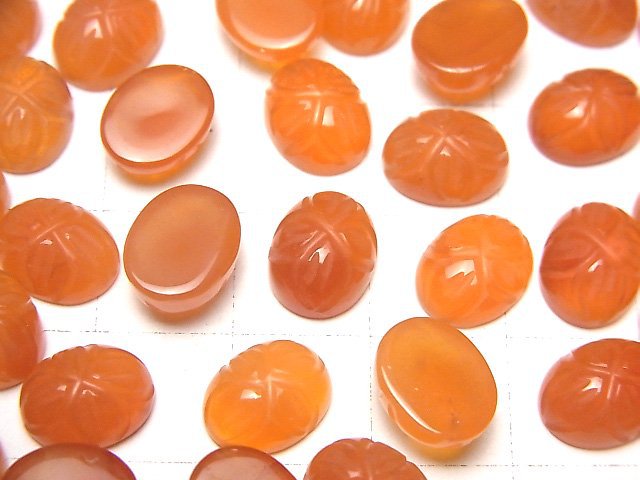 Hochwertiger Karneol AAA geschnitzter ovaler Cabochon 10x8mm 3 Stück