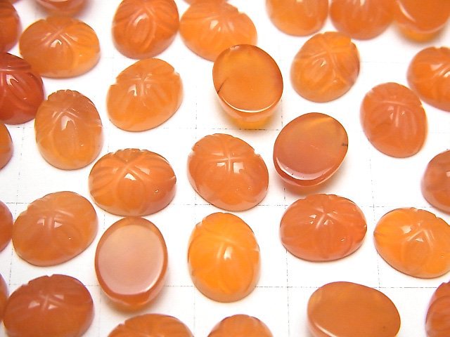 Hochwertiger Karneol AAA geschnitzter ovaler Cabochon 10x8mm 3 Stück