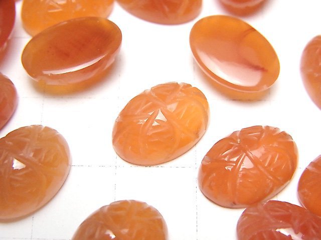 High Quality Carnelian AAA Carved Oval Cabochon 14x10mm 2pcs