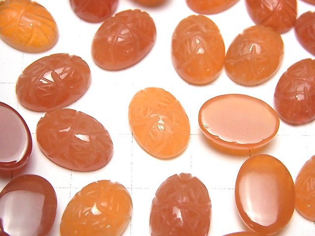 High Quality Carnelian AAA Carved Oval Cabochon 14x10mm 2pcs